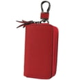 thumbnail image 1 of Cuero Doble Cremallera Llaves Cadena Anillo Gancho Estuche Billetera Bolso Monedero Mujeres Hombres Llavero de coche seitruly BB7029-02, 1 of 7