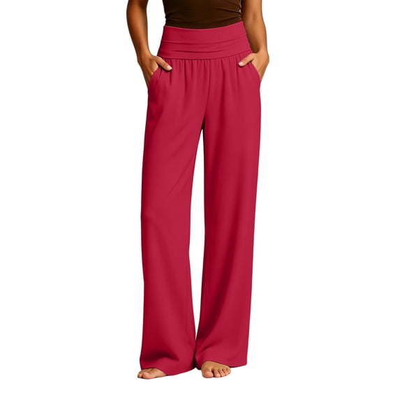 Ozmmyan 2026 Womens Wide Leg Sweatpants for Womens High Waisted Casual Loose Comfortable Lounge Trousers with Pockets for Yoga Work Daily Wear