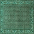 thumbnail image 1 of Ahgly Company Machine Washable Indoor Square Persian Turquoise Blue Traditional Area Rugs, 6' Square, 1 of 4