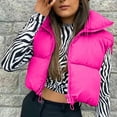 thumbnail image 2 of Dezsed Women's Fashion High Neck Zipper Cropped Puffer Vest Jacket Coat Winter Crop Lightweight Sleeveless Warm Outerwear Vest Padded Gilet Tops Coat Hot S, 2 of 8