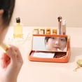 thumbnail image 4 of Organizador de maquillaje, doble capa apilable de gran capacidad, bolsa de cosméticos portátil desmontable, estuche para , anillos, joyas, Naranja, 4 of 9