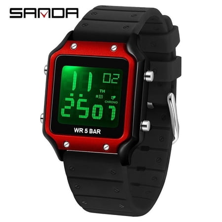 Explojoy Fashionable Electronic Watch with Square Dial and Water Resistance