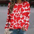 thumbnail image 2 of Womens Valentines Long Sleeve Shirts Casual Oversized Round Neck Printed Pullover Lightweight Tops Fall Clothes, 2 of 4