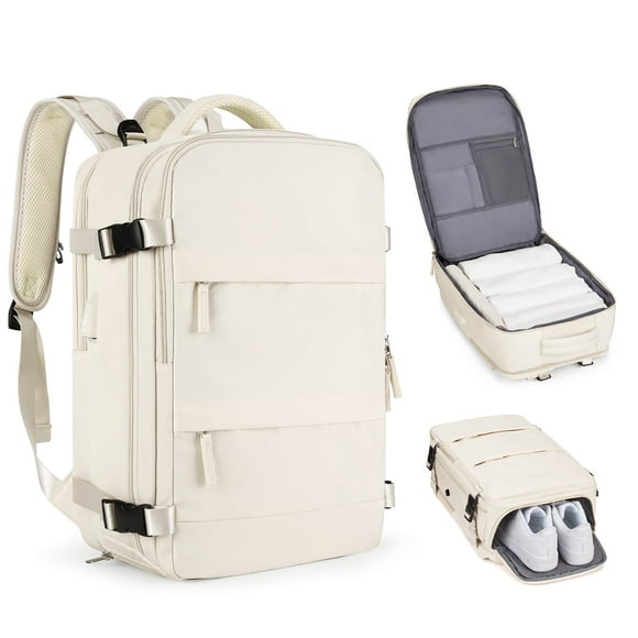 Mochila de viaje Coofay Beige impermeable para mujer/hombre