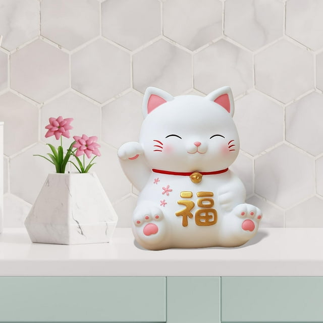 Estatuilla de gato Caja de ahorro Estatuilla pequeña, Estatua de animal, Exquisita, Contenedor para regalo de año nuevo chino Decoración del , estilo A BLESIY Figura de gato pequeño