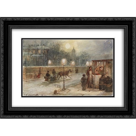 Vasily Surikov 2x Matted 24x18 Black Ornate Framed Art Print 'Evening in Petersburg'