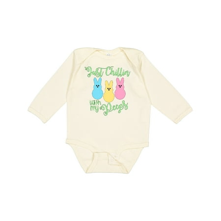 

Inktastic Funny Easter Just Chillin with My Peeps Gift Baby Boy or Baby Girl Long Sleeve Bodysuit