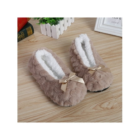 

Wazshop Womens Indoor Slippers Plush Warm Bedroom Slippers Anti-Slip Shoes Size 4-8
