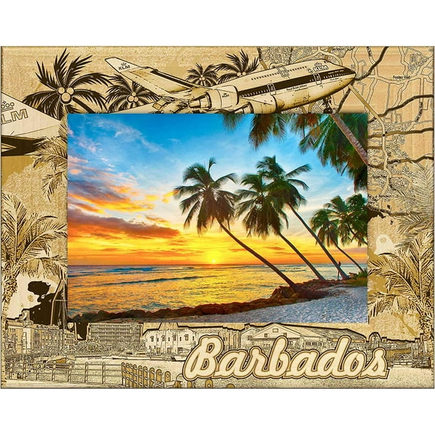 Barbados Laser Engraved Wood Picture Frame (5 x 7)