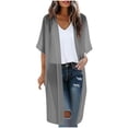 thumbnail image 3 of Lightweight Open Front Knit Cover Up Cardigan Sweater with Loose and Breathable Fabric for Women Casual Loungewear Beach Resort Summer | CSEONE,Gray L, 3 of 9