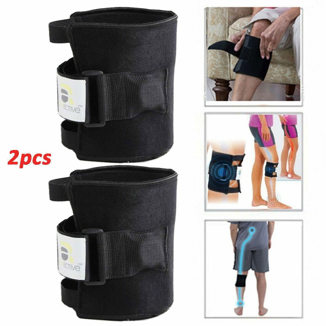 1pair Adjustable Knee Brace Open-Patella Knee Support with Side Stabilizer for Exercise/Injury Recovery