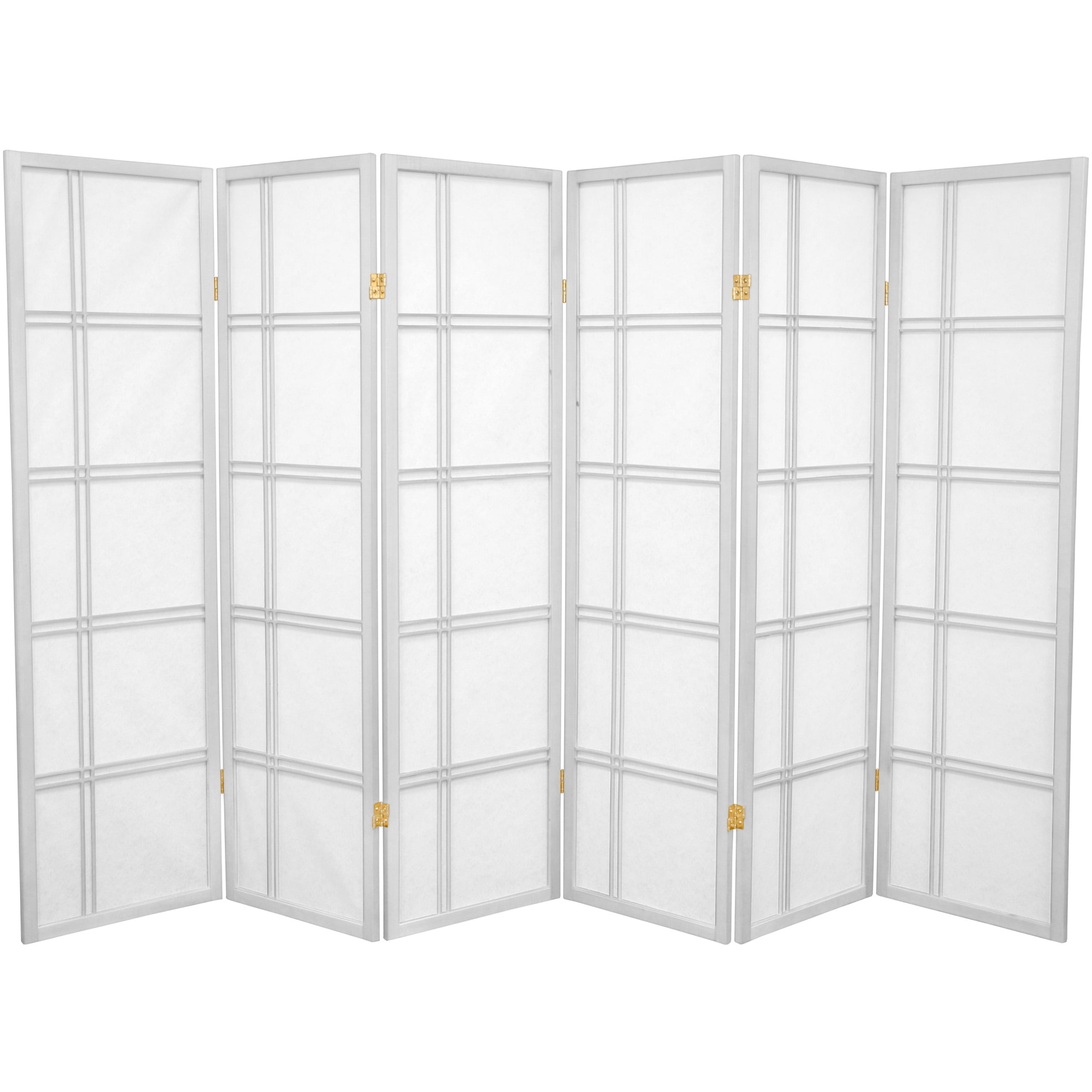 Oriental Furniture 5 ft. Tall Double Cross Shoji Screen - White - 6