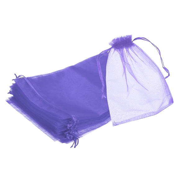 25pcs Organza Bags 8x12 Drawstring Favor Pouches Sheer Mesh Bag Purple