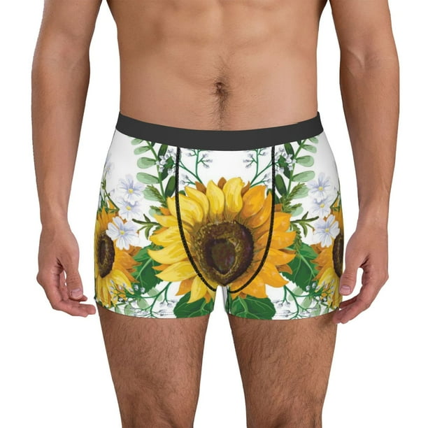 Balery Sunflowers (2) Calzoncillos bóxer para hombre, ropa interior de algodón suave y transpirable con cinturilla de nailon-Medium