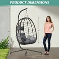 thumbnail image 2 of Egg Chair with Stand, Patio Wicker LHBcraft Hanging Chair, Hammock Swing Chair, 350LBS Capacity for Bedroom, Balcony, Garden, 2 of 8