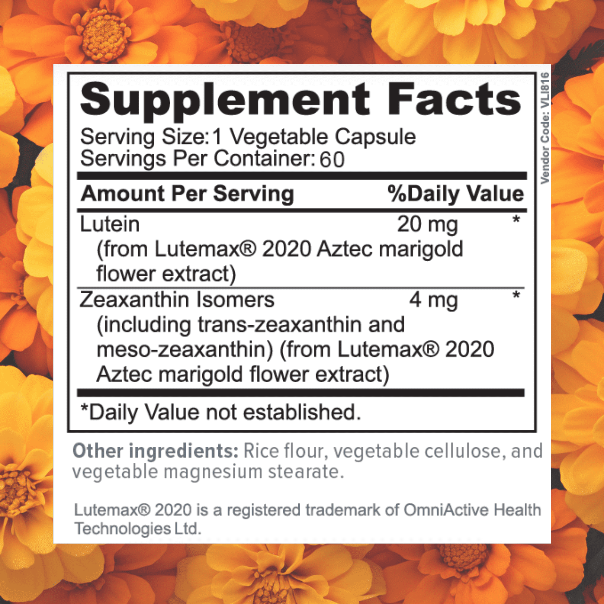 Focus Vitamins Daily Eye Formula with Lutein and Meso-Zeaxanthin, 60 Capsules
