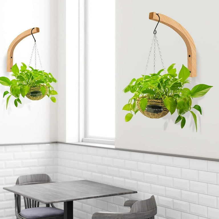 2Pcs Plant Hanger Wall Planters for Indoor Plants Wooden Wall Mounted Hanging Plant Hooks Basket Hooks for Lanterns Flower Bracket Wind Chimes Decoration Walmart