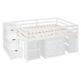 thumbnail image 5 of Loft Bed, Solid Wood Low Loft Bed with Retractable Writing Desk and 3 Drawers, Modern Storage Loft Bed with Storage Stairs and Shelves for Boys Girls Teens, Space Saving, 5 of 9