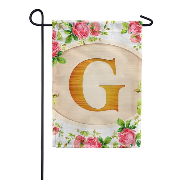 America Forever Spring Monogram Garden Flag Letter G 12.5 x 18 inches Double Sided Vertical Outdoor, Yard, Lawn, Beautiful Roses, Summer Floral Garden Flag