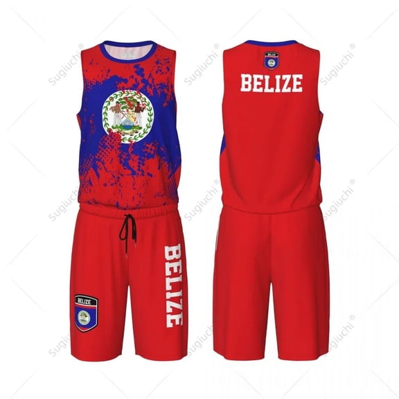 Team-Up Belize flag grain men basketball jersey set shirt & pants sleeveless custom name nunber exclusive