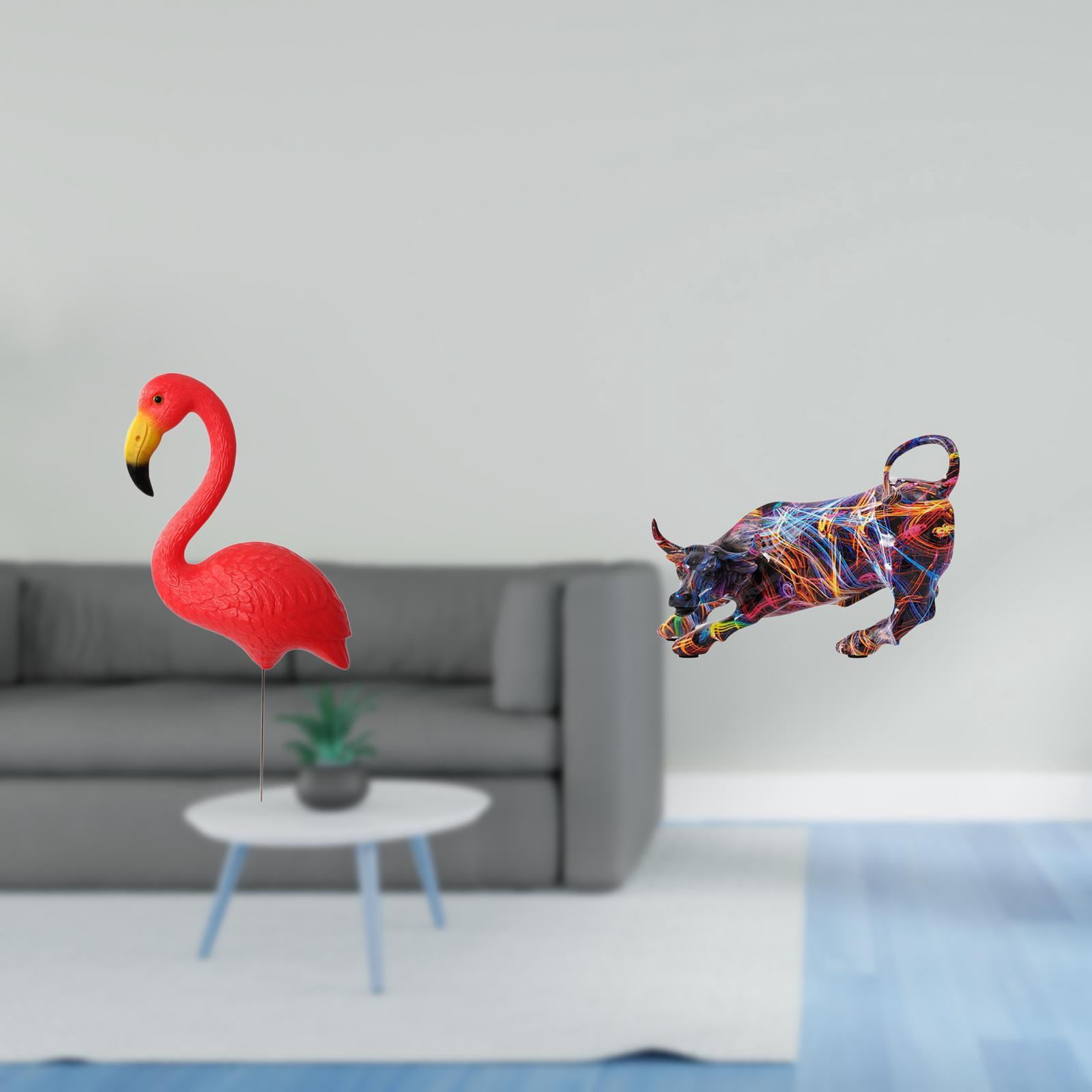 Miulika Bird Bull Statue Figurine Yard Art Ornament Modern Resin Sculpture Colorful Feng Shui Animals Collection for Holiday Spring Garden