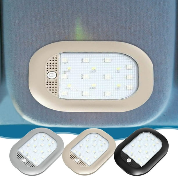 Luz interior de coche LED de 8 colores con control por voz - Lámpara portátil recargable en el techo/maletero con imán, 18 LEDs, duración de 2 horas