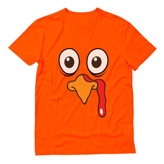 Turkey Face Shirt Funny Thanksgiving TShirt for Men X-Large Orange