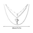 thumbnail image 2 of Fiaya Women Ladies Fashion Multilayer Geometric Stitching Pearl Letter Necklace (A), 2 of 3