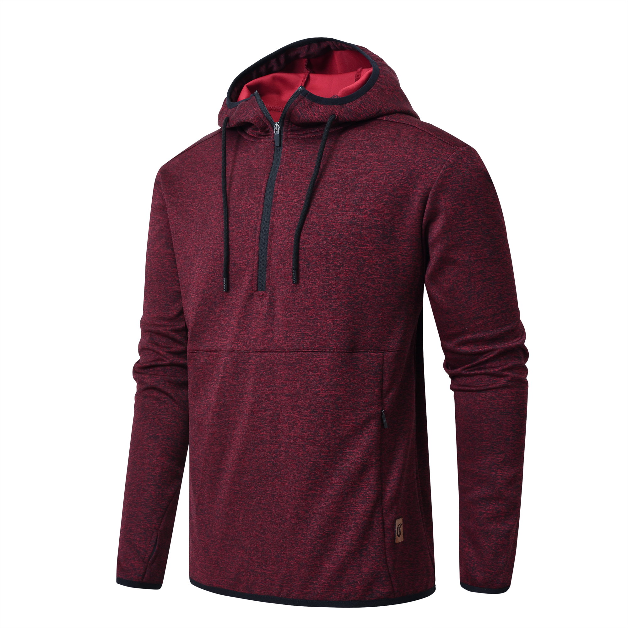 Yuyangdpb Men's Sports Hoodies Workout 1/4 Zip Athletic Hooded Sweatshirt Winered L