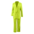 thumbnail image 4 of vigerkar Women's 2 Piece Solid Ruched Sleeve Blazer and Pants Business Office Suit Set Green, 3XL, 4 of 6