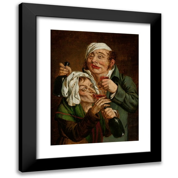 Jan Feliks Piwarski 11x14 Black Modern Framed Museum Art Print Titled - Pair of Drunkards (19th Century)