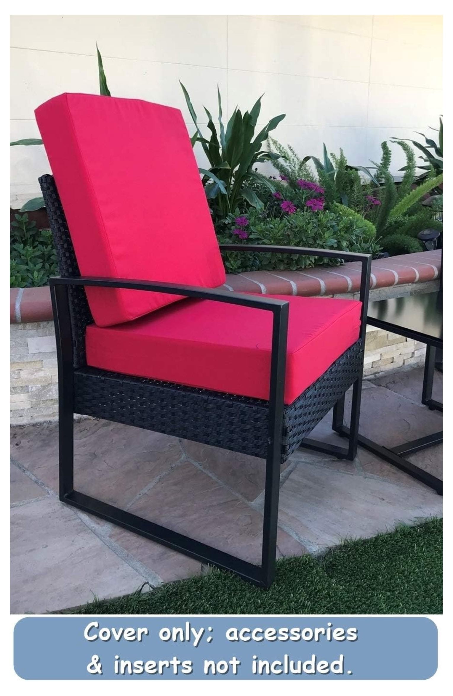 Indoor Outdoor Water High UV Resistant Patio Chair Cushion Cover (Lava Red, 22"x22"x4" (4 Covers))