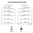 thumbnail image 3 of Llinc Store 71.6" Tall 5-Tier Adjustable Shelving And Racking, 300 Lbs Carrying Capacity Shelf Organizer with Wheels And Shelf Liners Garage Organization Shelving Unit, White, 3 of 9