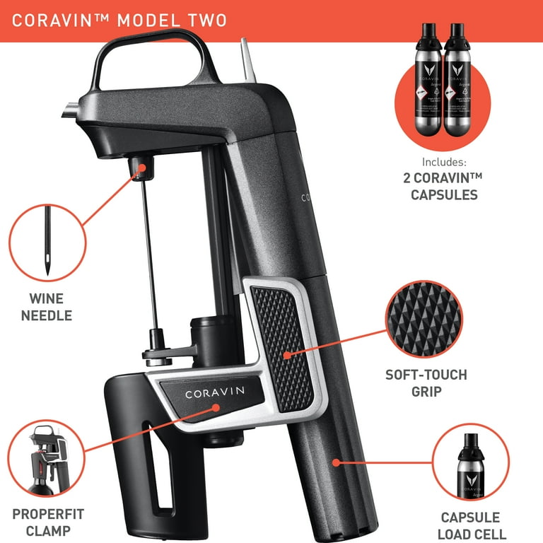 Coravin Model Two Premium - Wine Preservation System, Includes 2 Argon  Capsules, Graphite