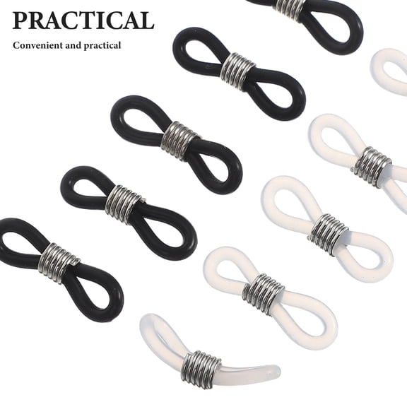 Eease 12 Pcs Glasses Chain Rubber Ring Eyeglass Chain Holder (6 White, 6 Black)
