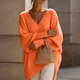 thumbnail image 5 of SeekIslan Women's Sweaters with V Neck Long Sleeve Loose Knit Poncho Pullover, 5 of 7
