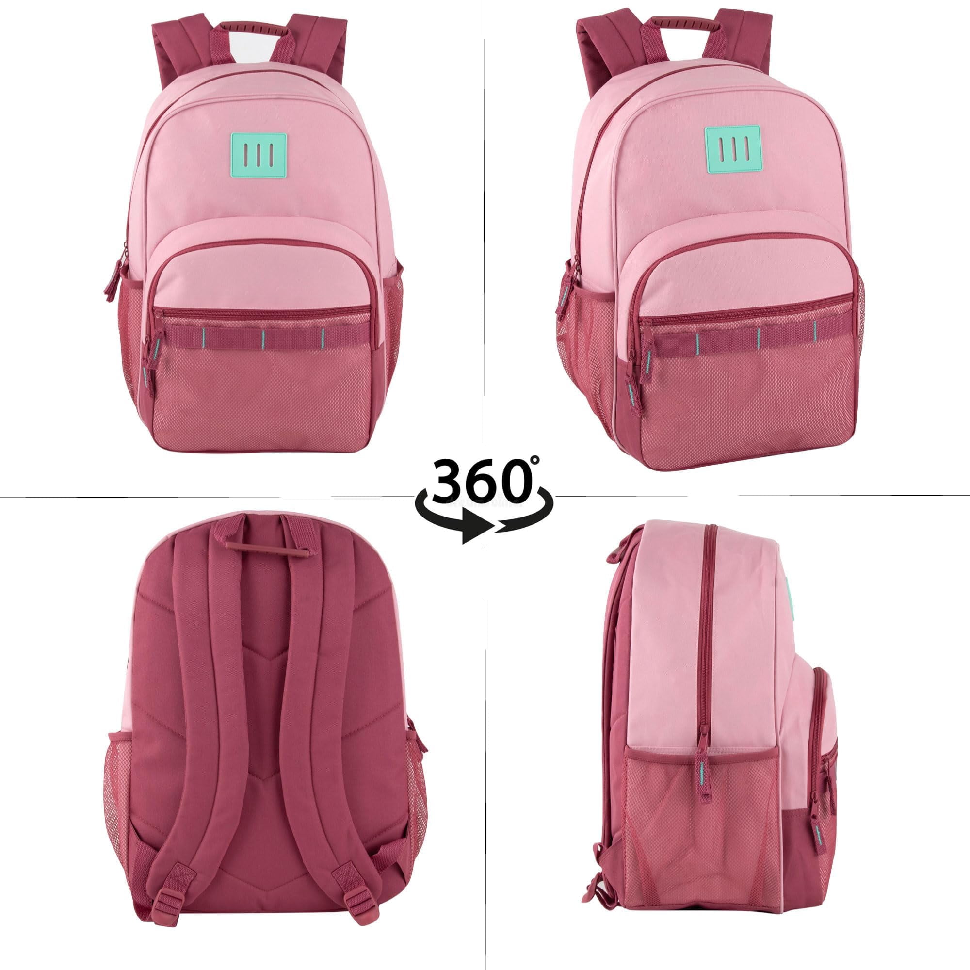 12 Pack of Multi Mesh Pocket Backpacks Containing 45 Piece Stationary Supply Kits with Pens, Pencils, Erasers, Notebooks and More in Pastel Colors Pack