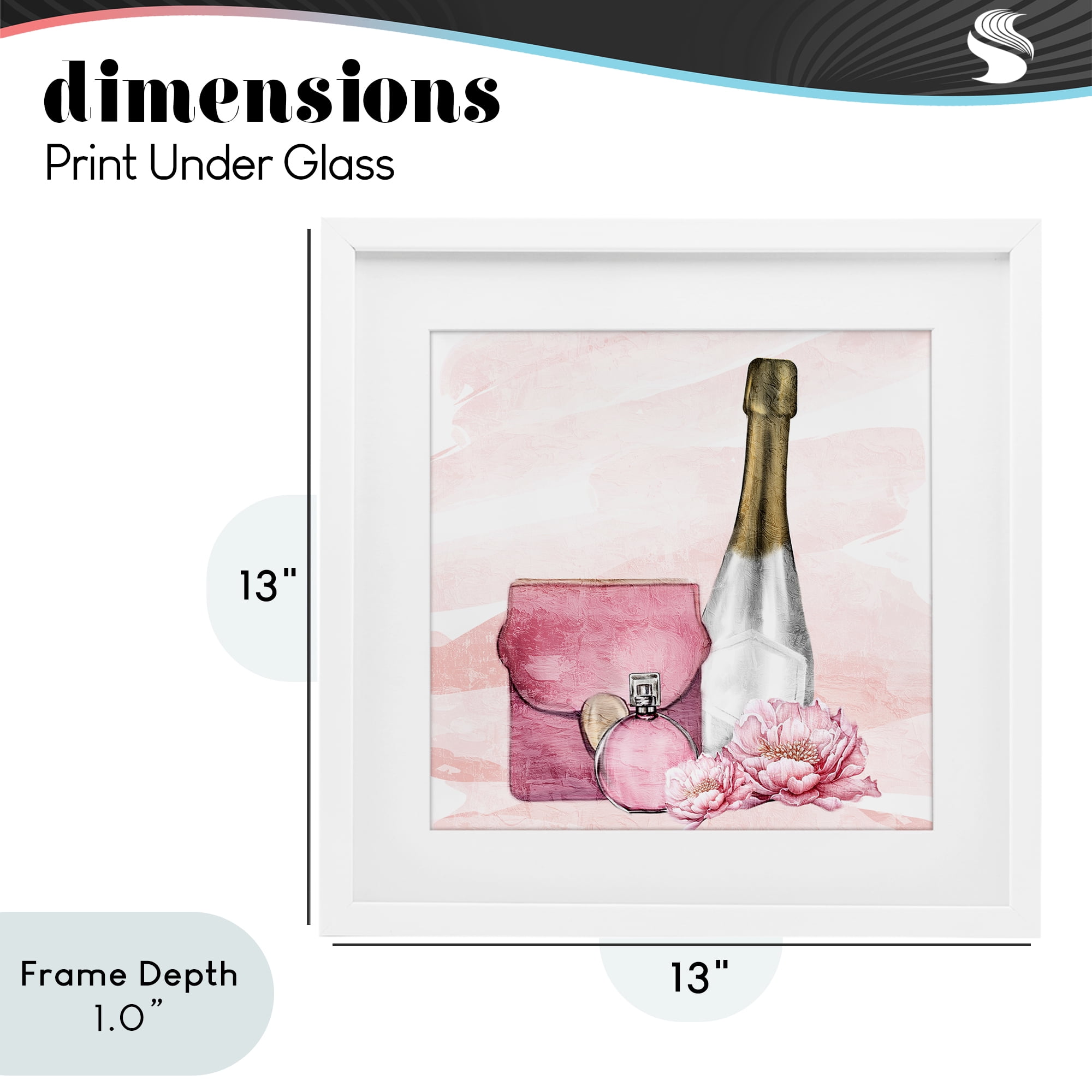 Stupell Industries Glam Time Champagne White Framed Print Under Glass, design by Kim Allen