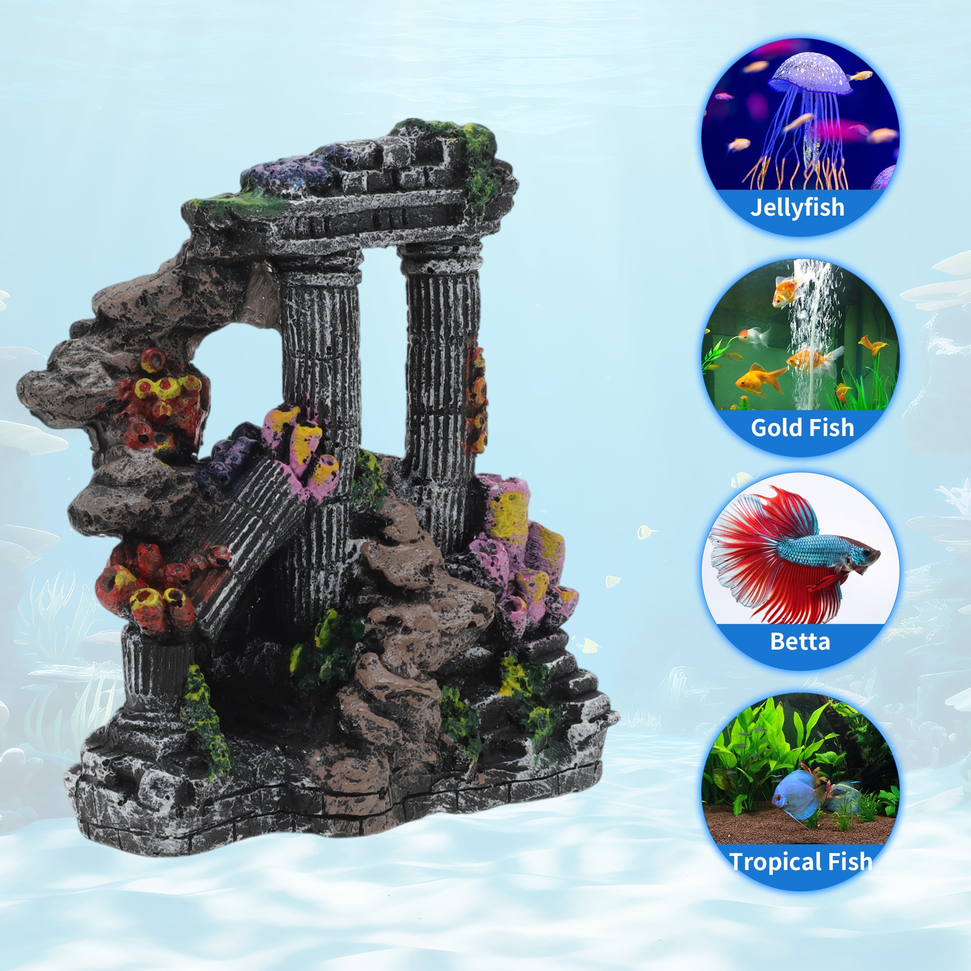 Unique Bargains Fish Tank Decorations Natural Coral Reef Design Aquarium Decorations Enhances Underwater Aesthetic for Fish Black Gray
