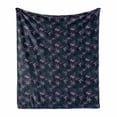 thumbnail image 1 of Botanical Soft Flannel Fleece Throw Blanket, Abstract Leaves Exotic Garden Design, Cozy Plush for Indoor and Outdoor Use, 70" x 90", Dark Night Blue Pink, by Ambesonne, 1 of 6