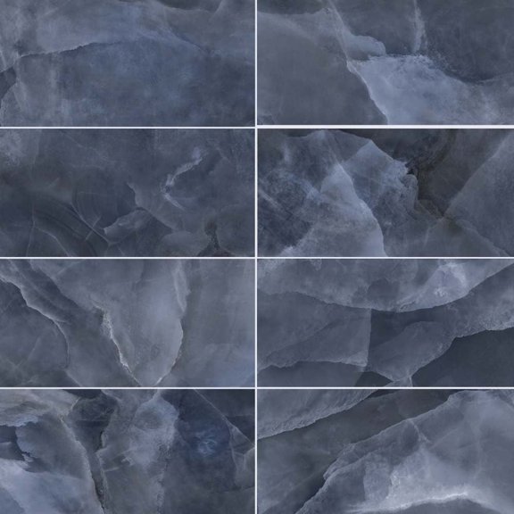 The Tile Life Geo Lush 12" x 24" Onyx Look Blue Polished Porcelain Floor and Wall Tile Case of 7