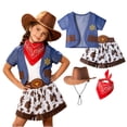 thumbnail image 6 of Karoyedx Cowgirl Outfits for Kids Girls Cowgirl Costume for Girls Toddler Cowgirl Dress Outfit with Western Hat for Kids Dress-Up Blue Size,3-4 Years, 6 of 8