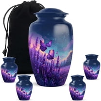 Purple Butterfly Cremation Urns for Adults Male & Female - Mini Keepsake Urns for Mom Ashes - Urn for Ashes Adult Female - Large Urn for Women - Size 10 Inch & 3 Inch Pack of 3