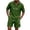 c-Green, variant on Men Solid Waffle Knit 2 Piece Set,Zip Neck Polo With California Letter Print & Drawstring Shorts Summer Casual Outfit Khaki L