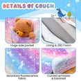 thumbnail image 3 of Baxluxe Velvet Toddler Sofa for Kids, Luminous Toddler Couch Folding Sofa Chair, Colorful 2-in-1 Convertible to Bed Kids Sofa, Sleeper Lounger Couch for Playing Room, Living Room, Rainbow, 3 of 8
