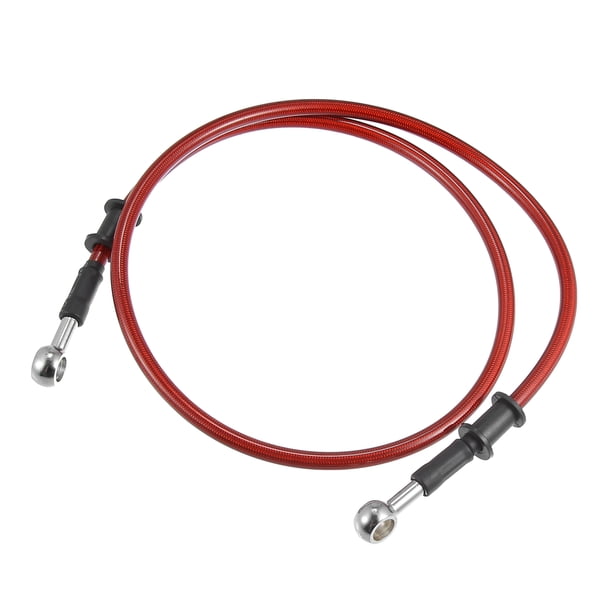 100cm 39.37 "Longitud 10mm ID Motocicleta Línea de freno hidráulico Tubo de manguera de aceite 0 ° Cable trenzado de acero inoxidable para ATV Motocross Sport Bikes Red