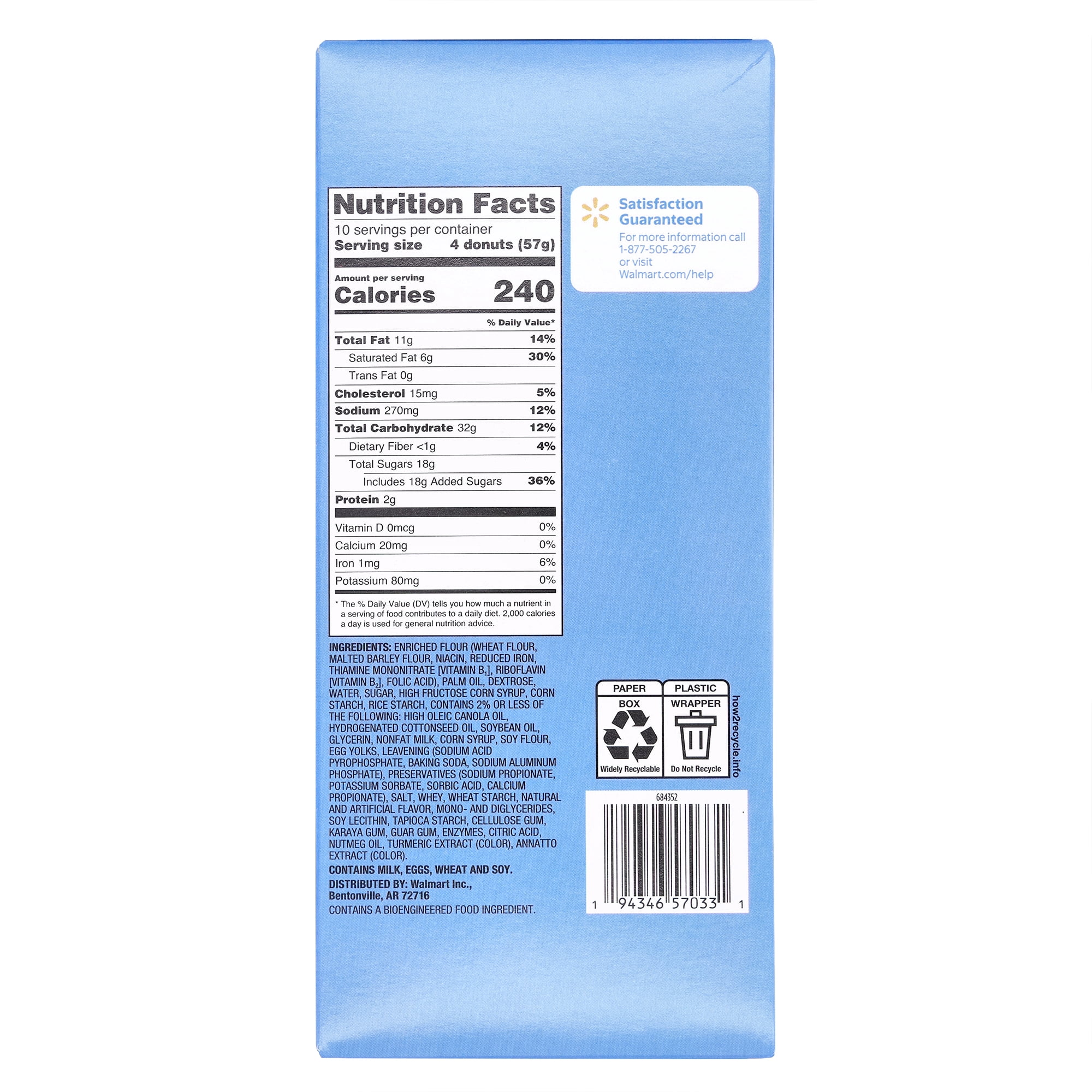 Great Value Powdered Sugar Mini Donuts, 2 oz, 10 Count