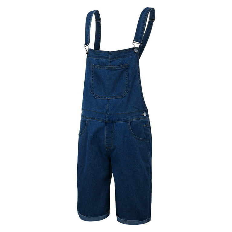 Blue Adjustable Straps Denim Jumpsuit, High Stretch Slim Fit Slant Pockets Denim  Overalls, Women's Denim Clothing - Temu