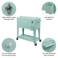 thumbnail image 3 of 80 Quart Cooler with Wheels, Portable Patio Party Bar Outdoor Cooler Cart, with Shelf, Beverage Pool and Bottle Opener, Mint Green, 3 of 9