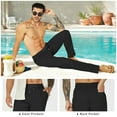 thumbnail image 3 of FEDTOSING Mens Casual Pants Summer Elastic Waist Pleated Drawstring Beach Pants for Men with Pockets, Sizes 30-38, 3 of 6